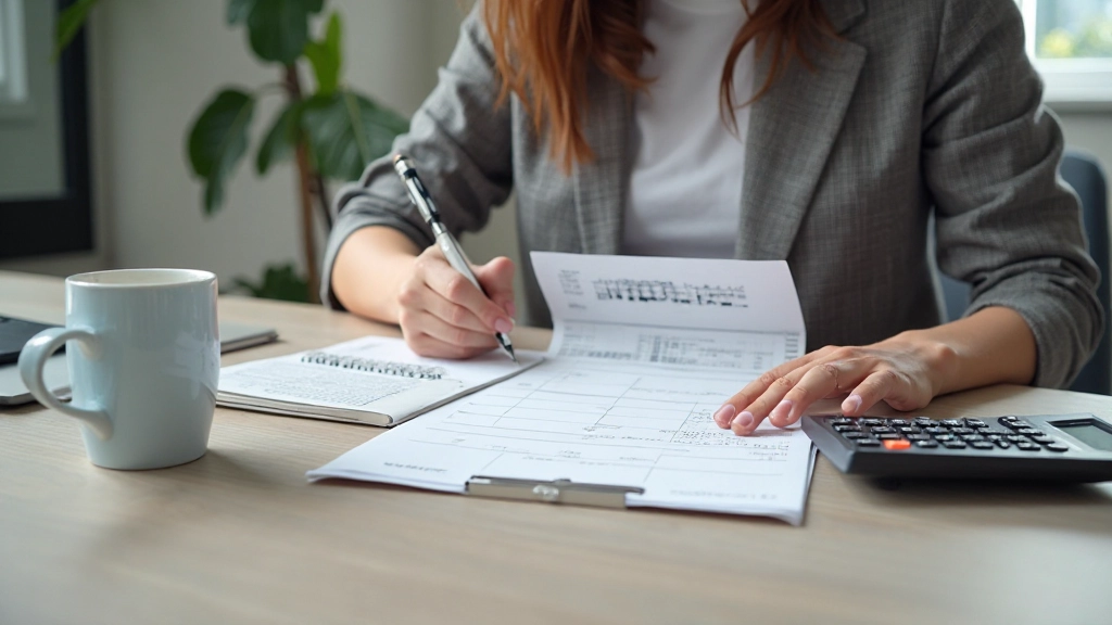 Person bei der Planung von Ausgaben mit Finanzplanung und Taschenrechner
